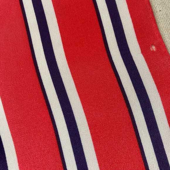 Vintage ECHO striped silk scarf. Red, white and blue - Picture 5 of 10